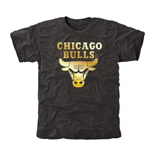 Chicago Bulls Men's Gold Collection Tri-Blend T-Shirt - Black